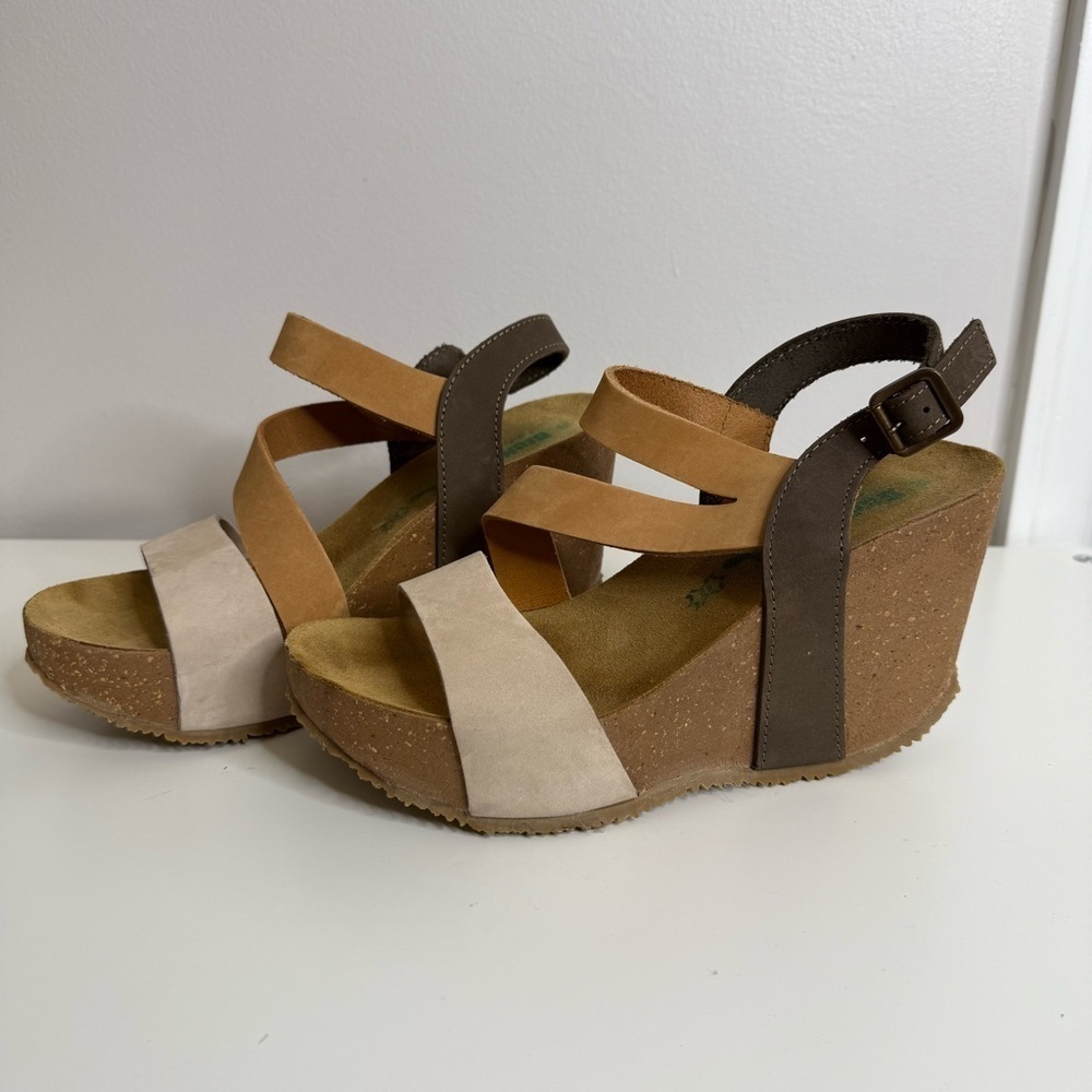 BioNatura Strappy Wedges Brown Tan US 7 - Picture 4 of 10